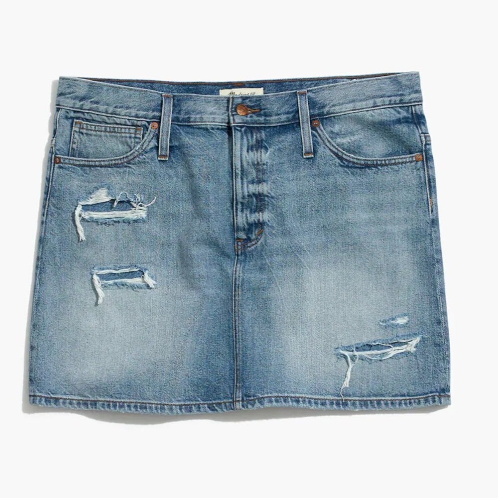 Madewell denim Skirt in Glencrest Wash: Rip and Repair Edition 27 new - Picture 5 of 9